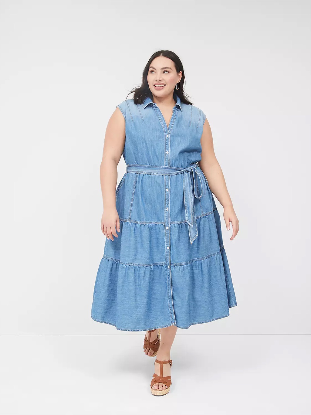 Lane Bryant Chambray Midi Dress